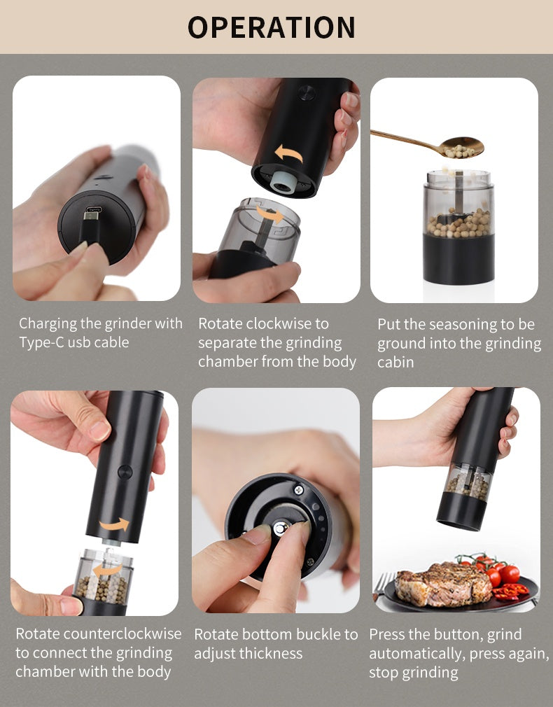 Electric Salt and Pepper Grinder Set Automatic One Touch Pepper Grinder Easy Use Pepper Mill (Duo 10 Pack)