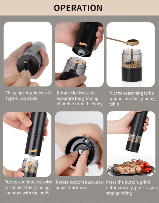 Electric Salt and Pepper Grinder Set Automatic One Touch Pepper Grinder Easy Use Pepper Mill (Duo 10 Pack)