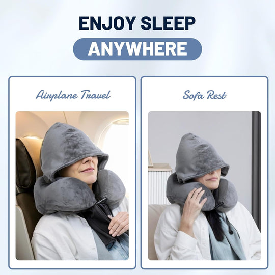 neck support U shaped hooded travel pillow for airplane