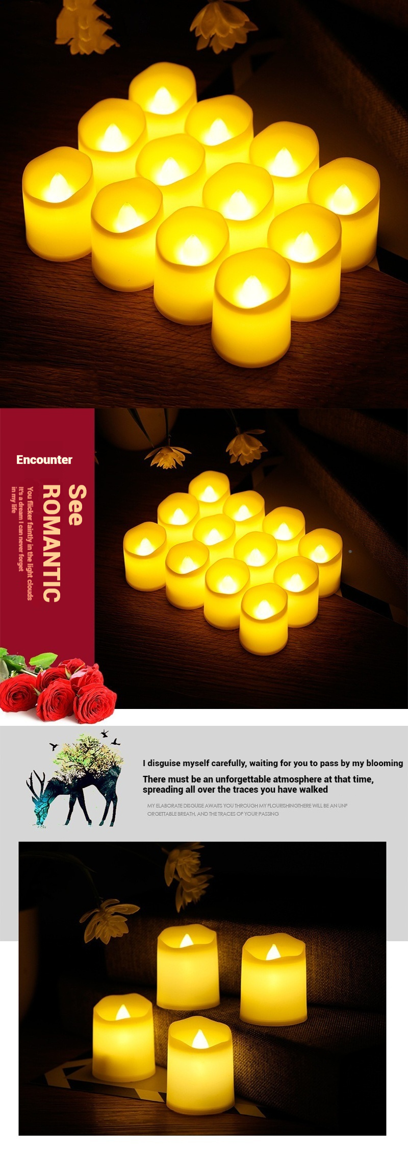 Premium Holiday floating candle lights Led Tea Candle Light Flameless Candle Lights (10 Pack)