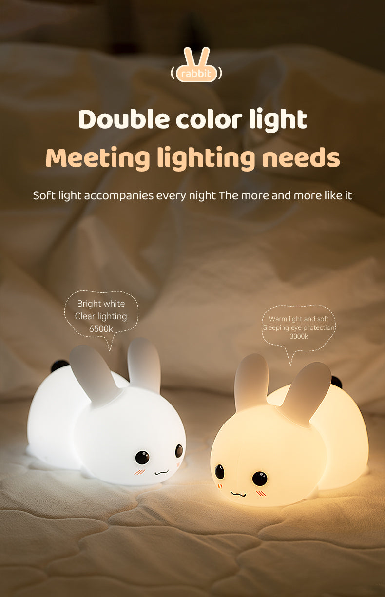 Perfect Gift Jade bunny Sleeping lamp light up silicone animal night light