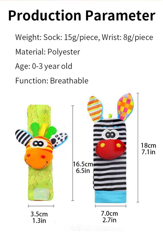 Infant bed bell baby kids plush Toddler Baby Handbell Ring Bell socks Toy Jungle Wrist Rattle Foot Finder (10 Pack)