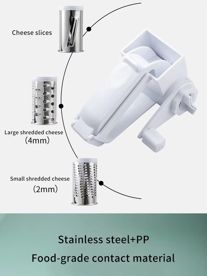 Multi Functional Professional Kitchen Chocolate Cheese Slicing Cutting Tool Stainless Steel Manual Handheld Rotary Cheese Grater(Bulk 3 Sets)