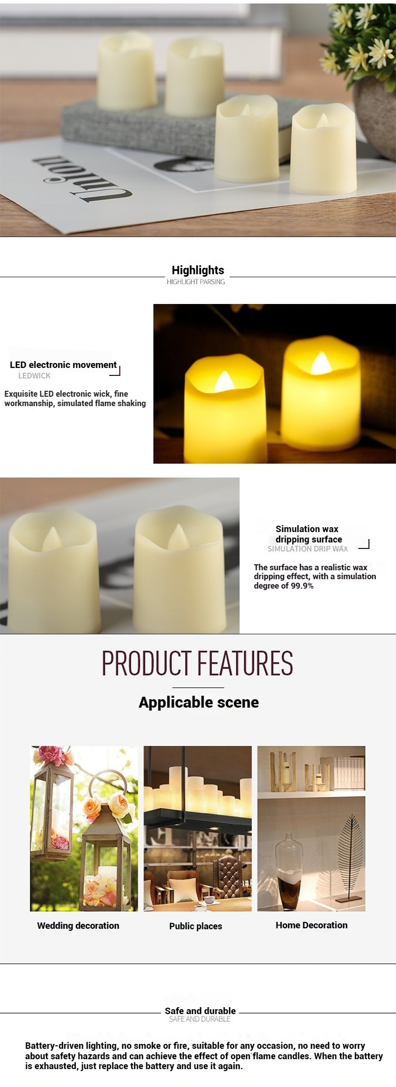 Premium Holiday floating candle lights Led Tea Candle Light Flameless Candle Lights (10 Pack)