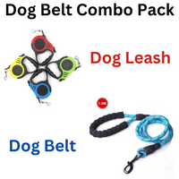 Automatic Telescopic Tractor Retractable Dog & Dog Adjustable Belt Combo Pack