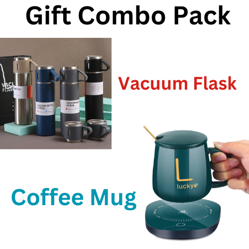 Vacuum Flask Thermos Cup & Luxury Coffee Mug Table Top USB Charging Combo Pack - MOQ 10 Pcs