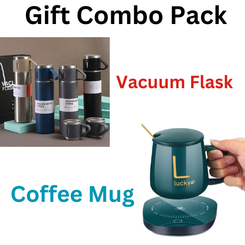 Vacuum Flask Thermos Cup & Luxury Coffee Mug Table Top USB Charging Combo Pack