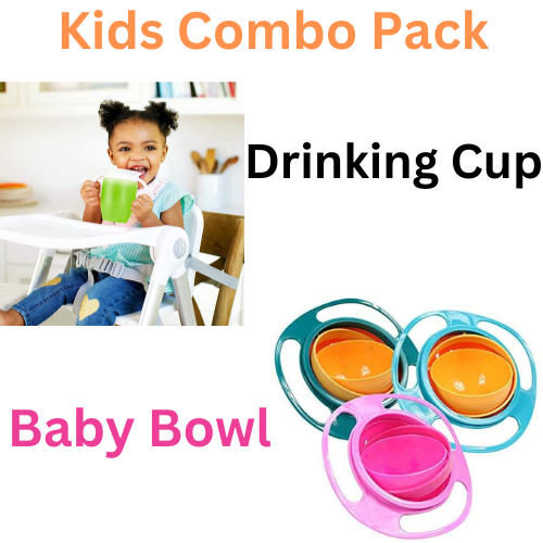 Baby Learning Drinking Cup & Baby Bowl Flying saucer Rotating & Balancing Combo Pack