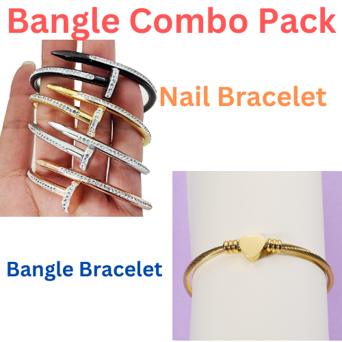 Nail bracelet for women trendy 18K Bangle & Gold Plated Bangle Bracelet for women Combo Pack - MOQ 10 Pcs