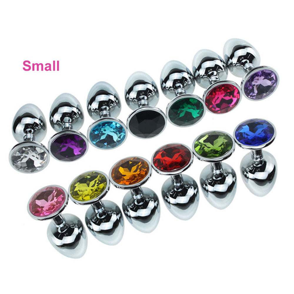 Round Butt Plug metal  with stone - MOQ 10 Pcs