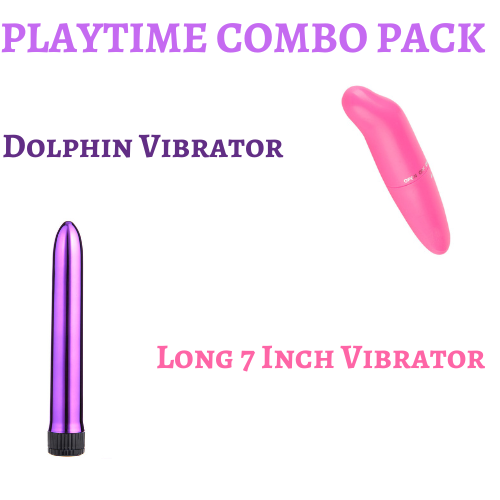Dolphin Head Super Fun Love Vibrator & Long 7 Inch Soothe Vibrator Combo