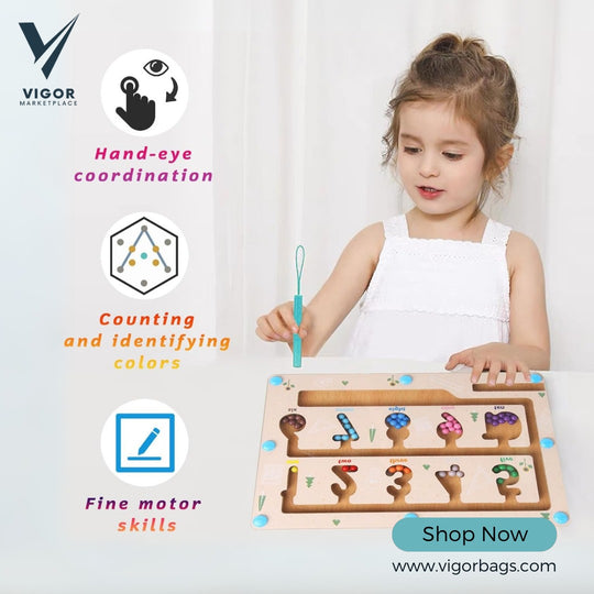 Maze Educational Game Color Number Montessori Education for kids 3-5 Year Old