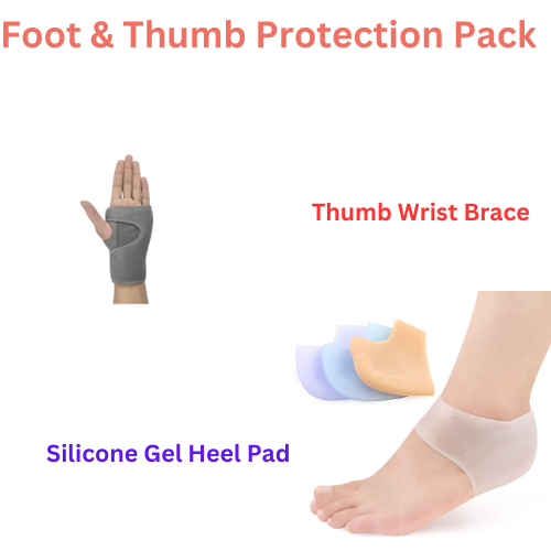 Hand Thumb Support Wrist Brace & Ankle Silicone Gel Heel Pad Pack