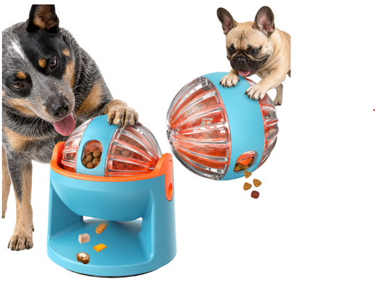 2-in-1 Dog Puzzle Toy – Adjustable Treat Dispenser & Slow Feeder with 360° Rotating Suction Base for Dogs & Cats