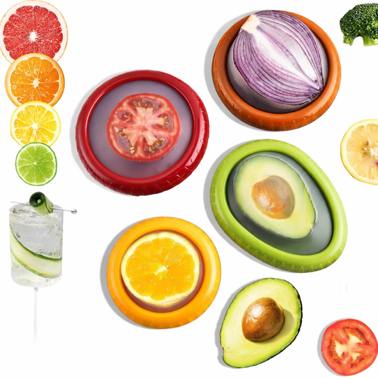 Eco‑Friendly Reusable Silicone Produce Pods – 4‑Pack Stretch Containers for Fruit & Veggie Storage (MOQ 10 Sets)