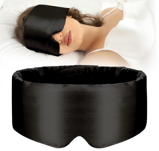 Wide Silk Eye Mask for Sleeping, Adjustable, Travel (MOQ 10 Sets)