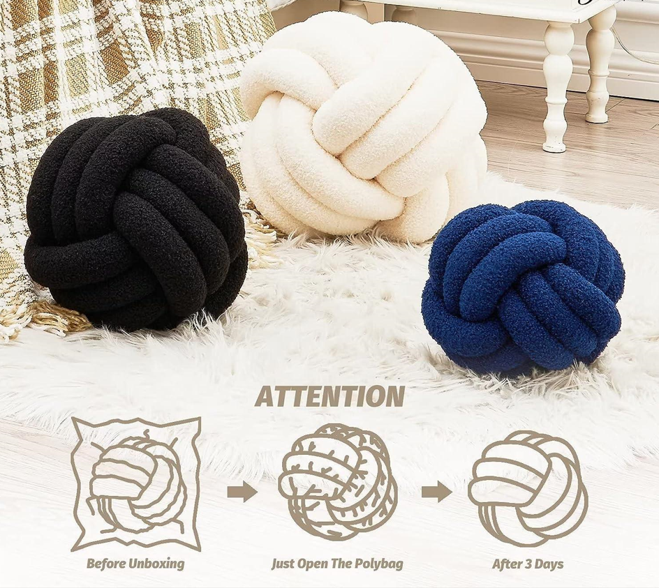 Hand-woven knotted ball pillows sofa pillows living room cushion pillows(Bulk 3 Sets)