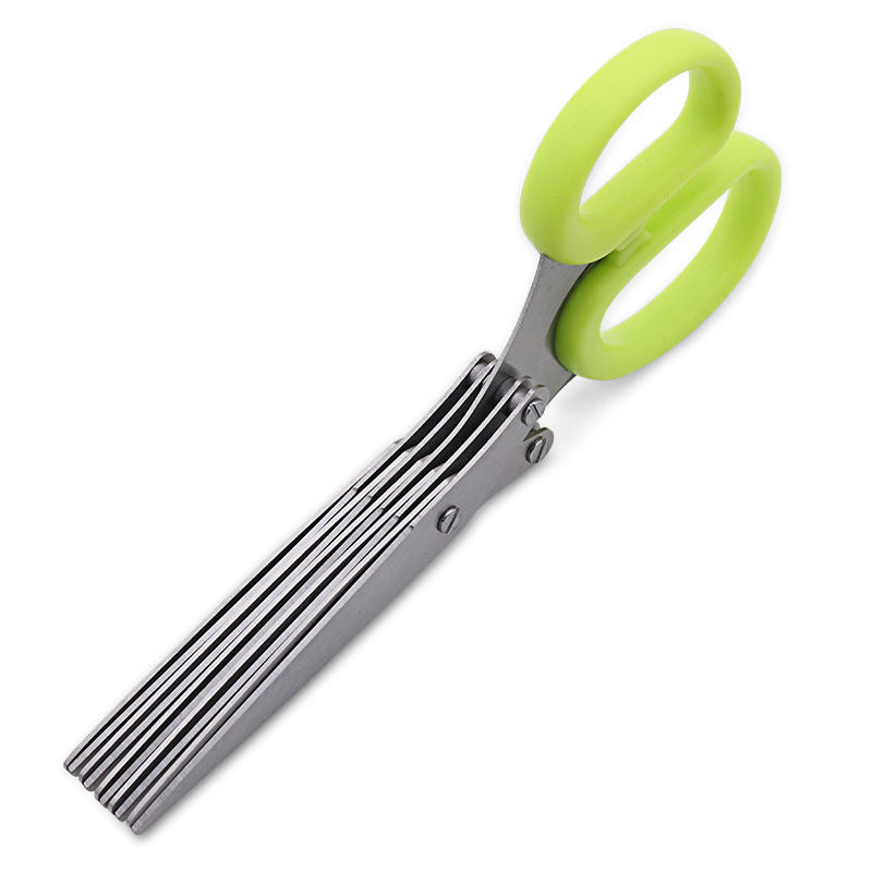 Herb Scissors With 5 Blades and Cover, Cool Kitchen Gadgets for Cutting Shredded Lettuce (10 pack)