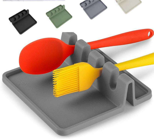 Silicone Utensil Rest for Multiple Utensils, Spoon Rest For Stove Top With Drip Pad, Heat-Resistant, BPA-Free Spoon Rest & Spoon Holder for Stove Top, Kitchen Utensil Holder