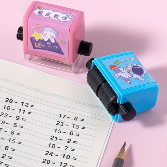 Teaching Stamps for Kids, Multiplication and Division Math Learning Roller Stamp,Math Practice Stamps for Home Preschool Kindergarten Classroom Supplies(2 Pcs)