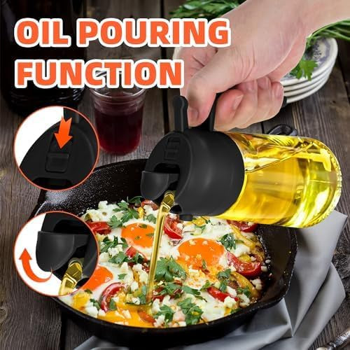 Oil Dispenser Bottle for Kitchen - 2 in 1 Olive Oil Dispenser and Oil Sprayer - 470ml(Bulk 3 Sets)