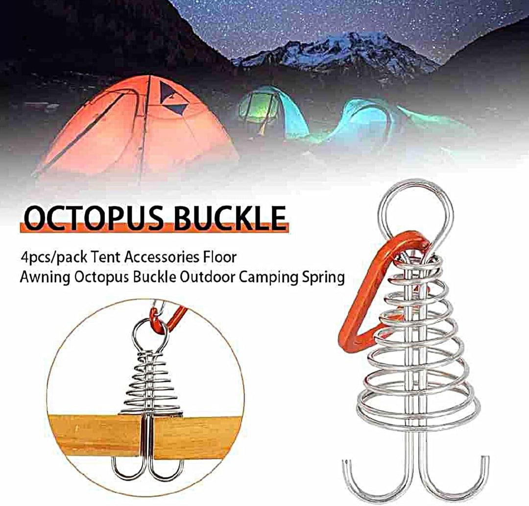 Portable tent accessories staking adjustment rope buckle spring cleat pegs for outdoor camping(10 Pack)