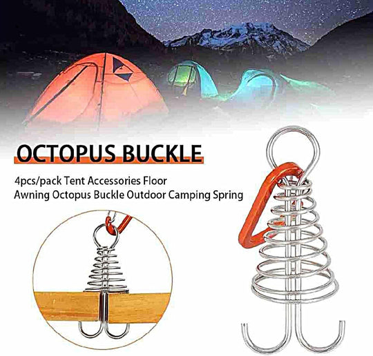 Portable tent accessories staking adjustment rope buckle spring cleat pegs for outdoor camping(10 Pack)