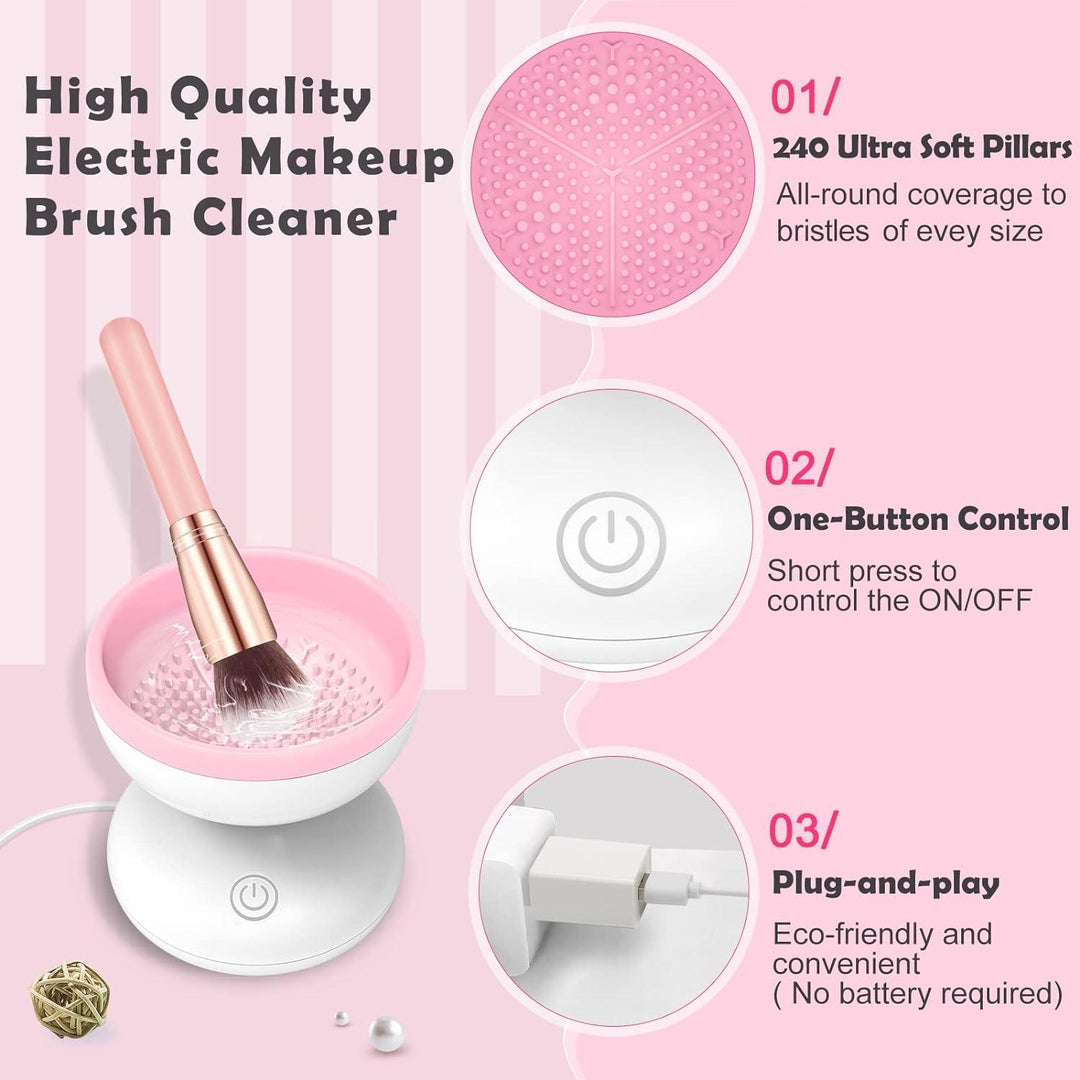 Electric Makeup Brush Cleaner Wash Makeup Brush Cleaner Machine Fit for All Size Brushes Automatic Spinner Machine, Painting Brush Cleaner