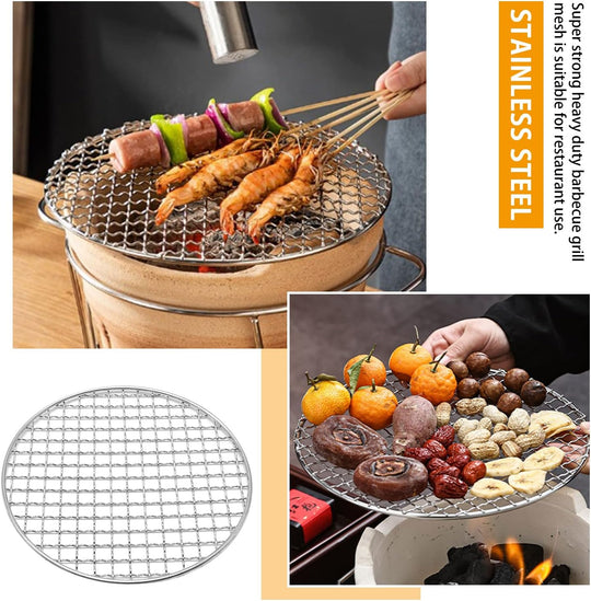 Multi-Purpose Round BBQ Grill Net, Stainless Steel Barbecue Round Grill Grate Camping Cookware Outdoor Campfire Grill Grid for Beaf Chicken Vegetables (10 Sets)