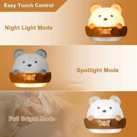 Cute Bear Night Light Girls Baby Boy Toddler Gifts Portable USB Charging Reading Sleeping Relaxing Kids Night Lamp(10 Pack)