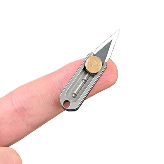 EDC Titanium Metal Alloy Light Weight Mini Little Tiny Small Wallet Button Push Keychain Pocket Knife (10 Pack)