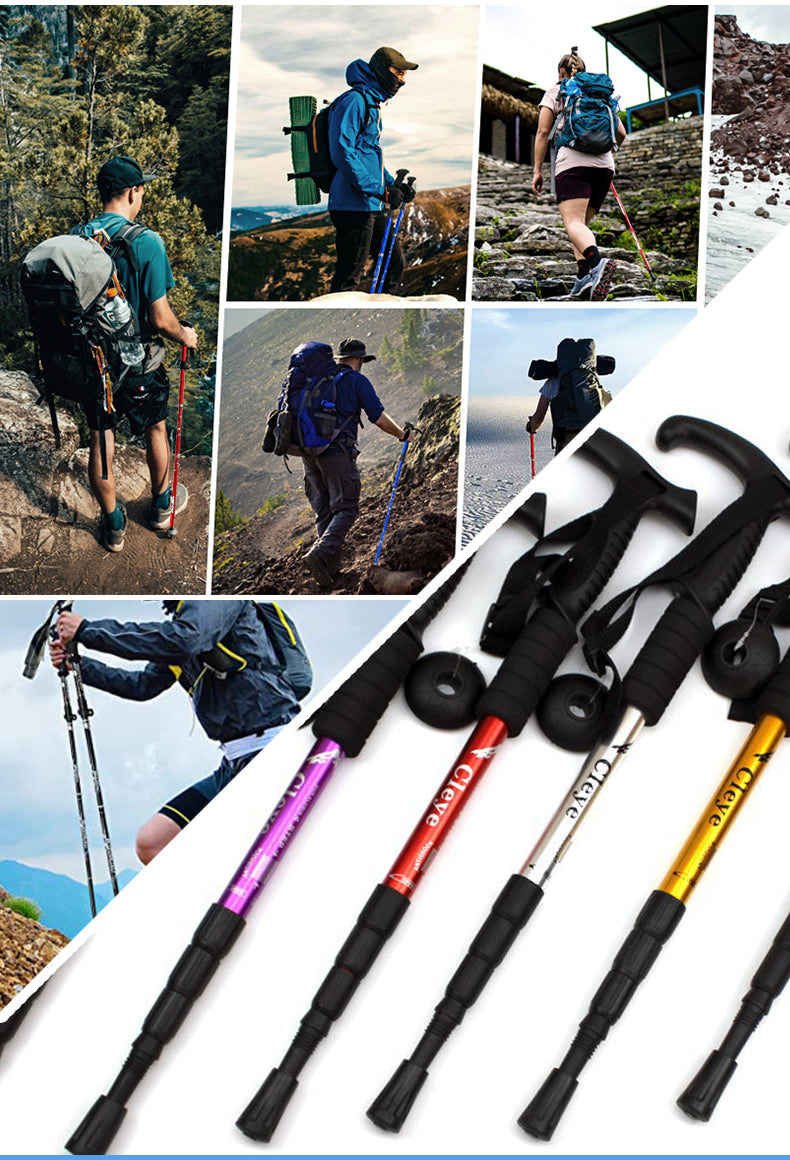 High Density Aluminum Alloy Retractable Trekking walking Pole