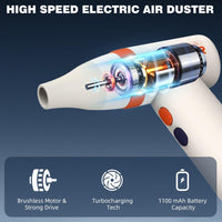 Electric Air Duster for Camera Lenses,Keyboard,Chips Cleaning Duster -110000RPM Compressed Air
