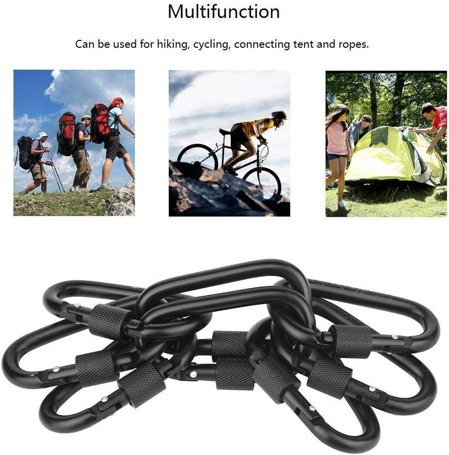Aluminum D Ring Key Rings Hiking Clips Locking Carabiner for Hiking Camping(Bulk 3 Sets)