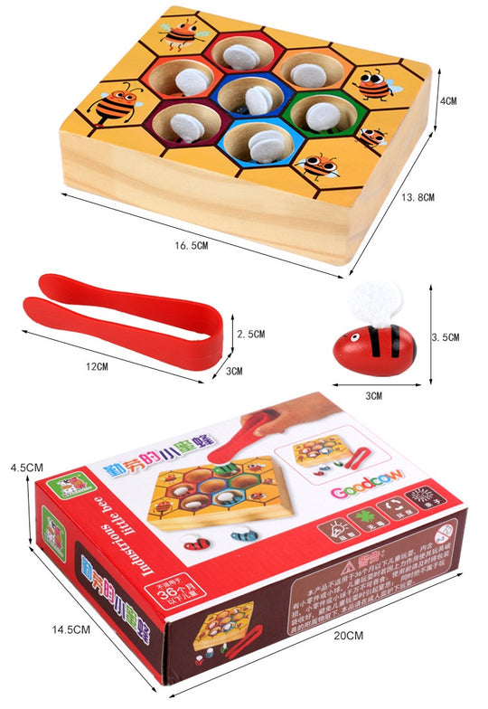 Clamp Fun Picking Catching Toy Hive Board Games Montessori Board Game Wood Bee Toy