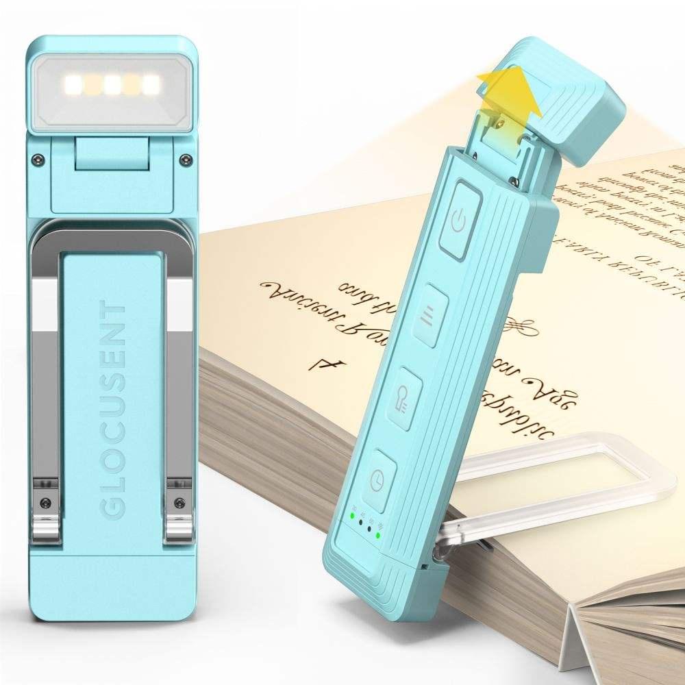 USB Rechargeable Book Light for Reading in Bed, Portable Clip-on LED Reading Light, 30/60-min Timer, 3 Amber Colors, 5 Brightness Dimmable, 5 Magnetic Bookmarks, Kids, Nighttime Readers