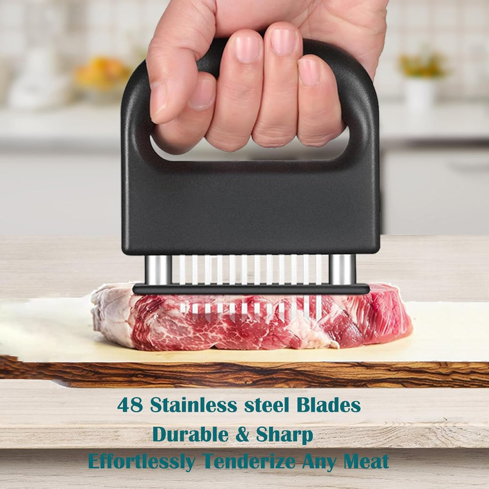 Meat Tenderizer Tool with 48 Stainless Steel Needle Blades (10 Sets)