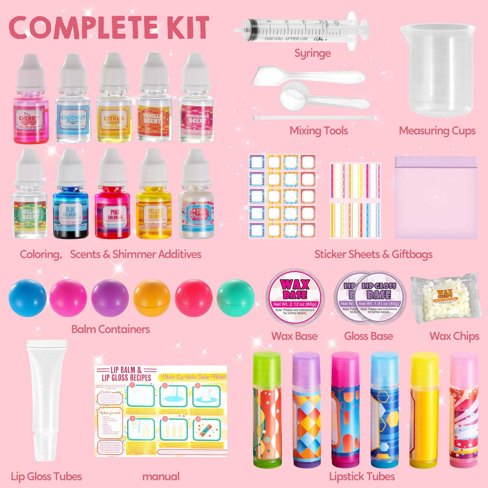 DIY Making Kit for Kids, Make Your Own Lip Balm, DIY Lip Gloss Set for Kids (10 Sets)