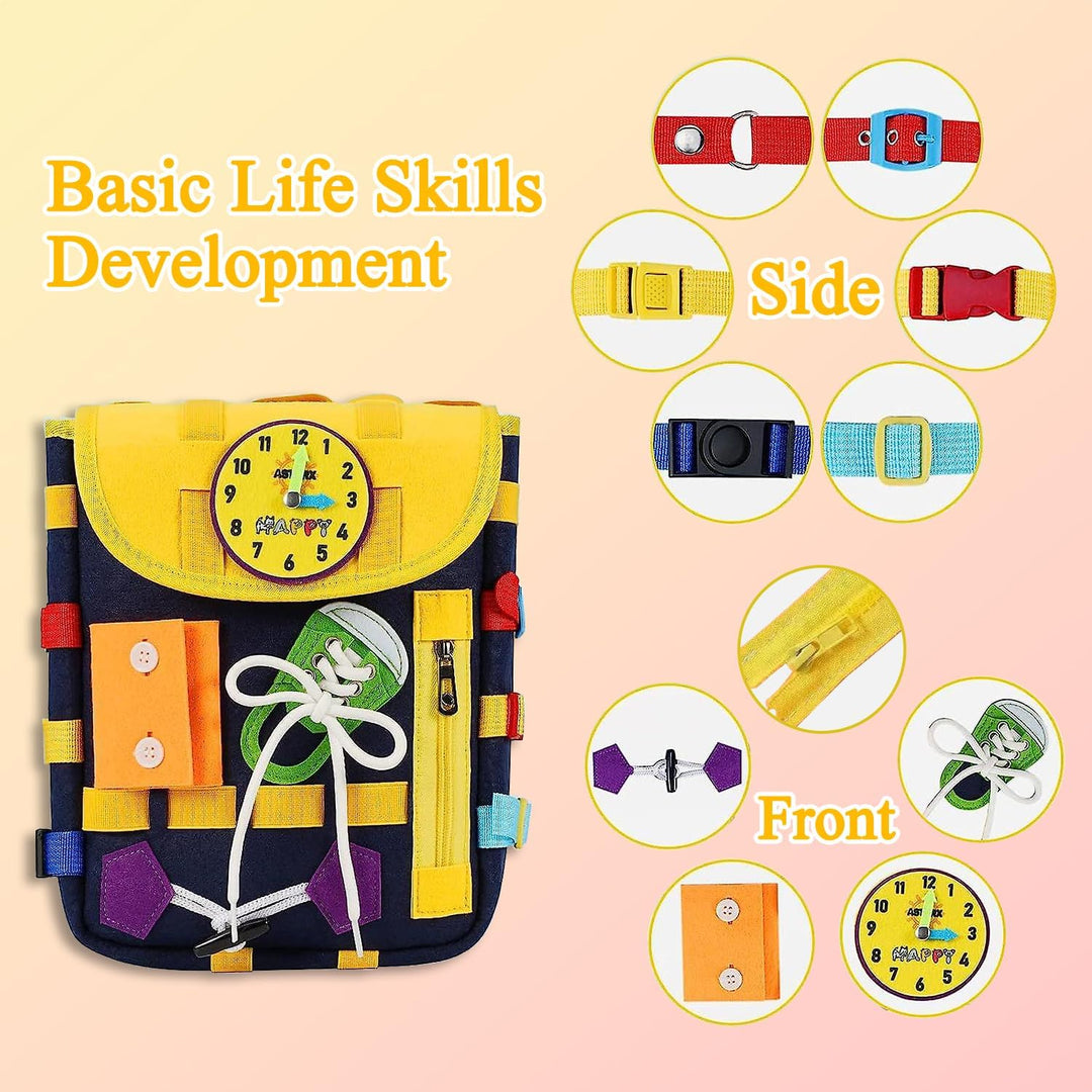 Toddlers with Buckles and Zippers, Montessori Sensory Toys, Learning Activity Through Play, Can be Stored and Carried on The Back(Bulk 3 Sets)