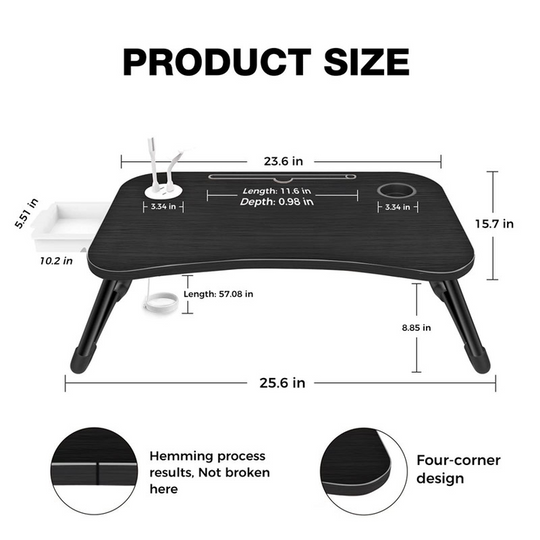 Portable Foldable Laptop Tray Table Multifunctional Laptop Bed Desk with USB Charge Port Cup Holder for Bed