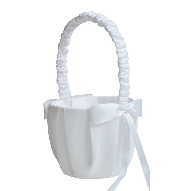 Plain satin knotted flower girl basket wedding floral wedding accessories decoration for bride