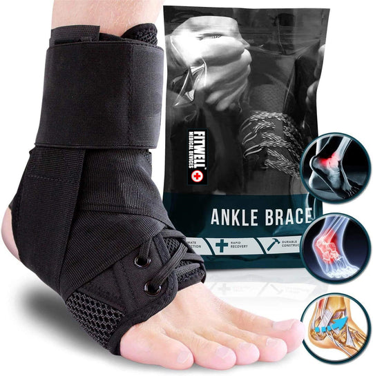 Ankle Brace Lace Up Compression Strap - Elastic Support & Adjustable Stabilizers Support Guard Protector Sports (10 pack)