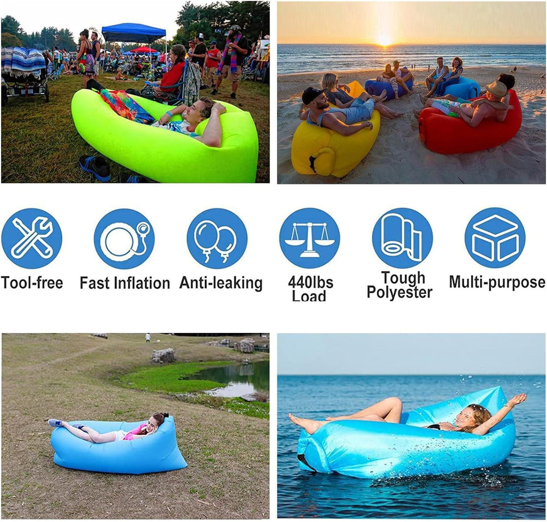 Premium Quality Air Lounger Inflatable Sofa Hammock-Portable,Water Proof Bag-for Travelling