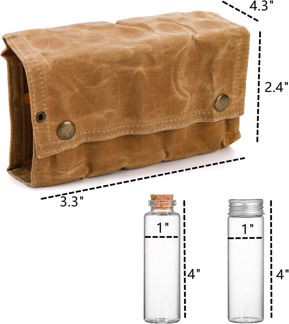 Waterproof Waxed Canvas Travel Spice Kit Seasoning Bottle Storage Bag Outdoor Camping Utensils Bushcraft Travel Spice Holder