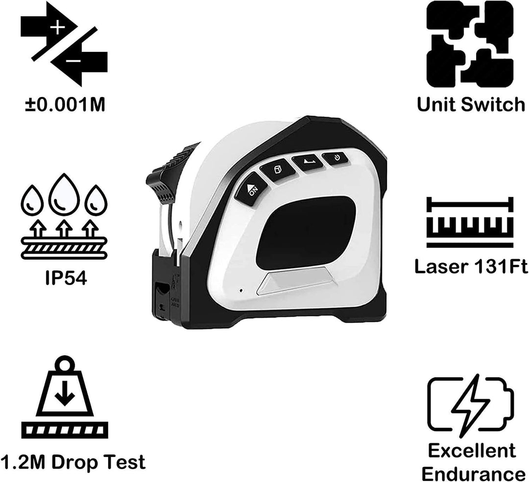 Display Laser Tape Measure 40M Rechargeable Measurement Tool 5M Laser Measuring Tape Distance Meter