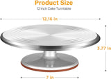 Rotating Cake Turntable 12'' Alloy Revolving Cake Stand with Non-Slipping Silicone Bottom (Bulk 3 Sets)