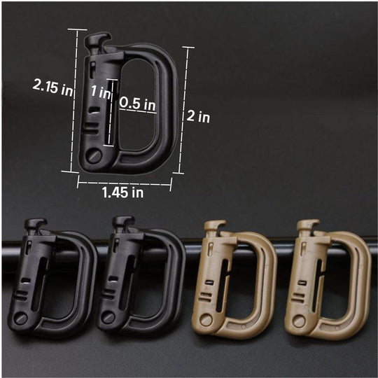 High Quality D-Shaped Tactical Carabiner Climbing Hiking (10 Pack)