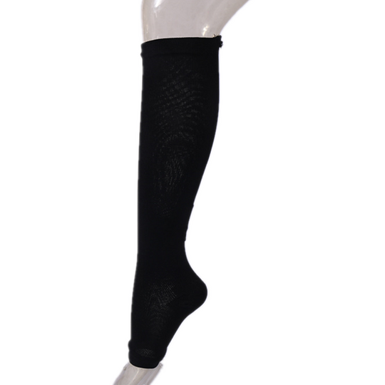 Premium Quality Zipper Compression Socks Calf Knee High Open Toe Support (Bulk 3 Sets)