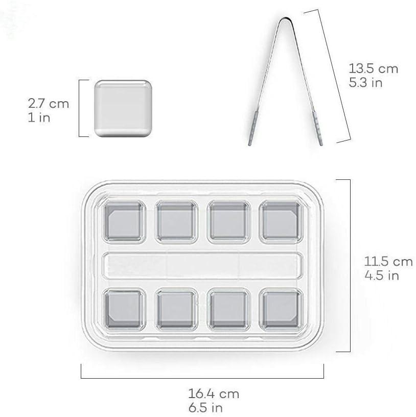 Stainless Steel Reusable Ice Cubes with Barman Tongs and Freezer Tray