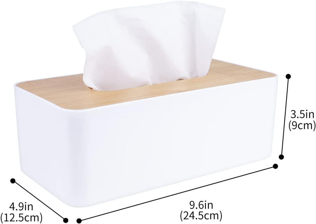 Tissue Box Holder for Bathrooms,Bamboo Cover Plate,Home and Office(Bulk 3 Sets)